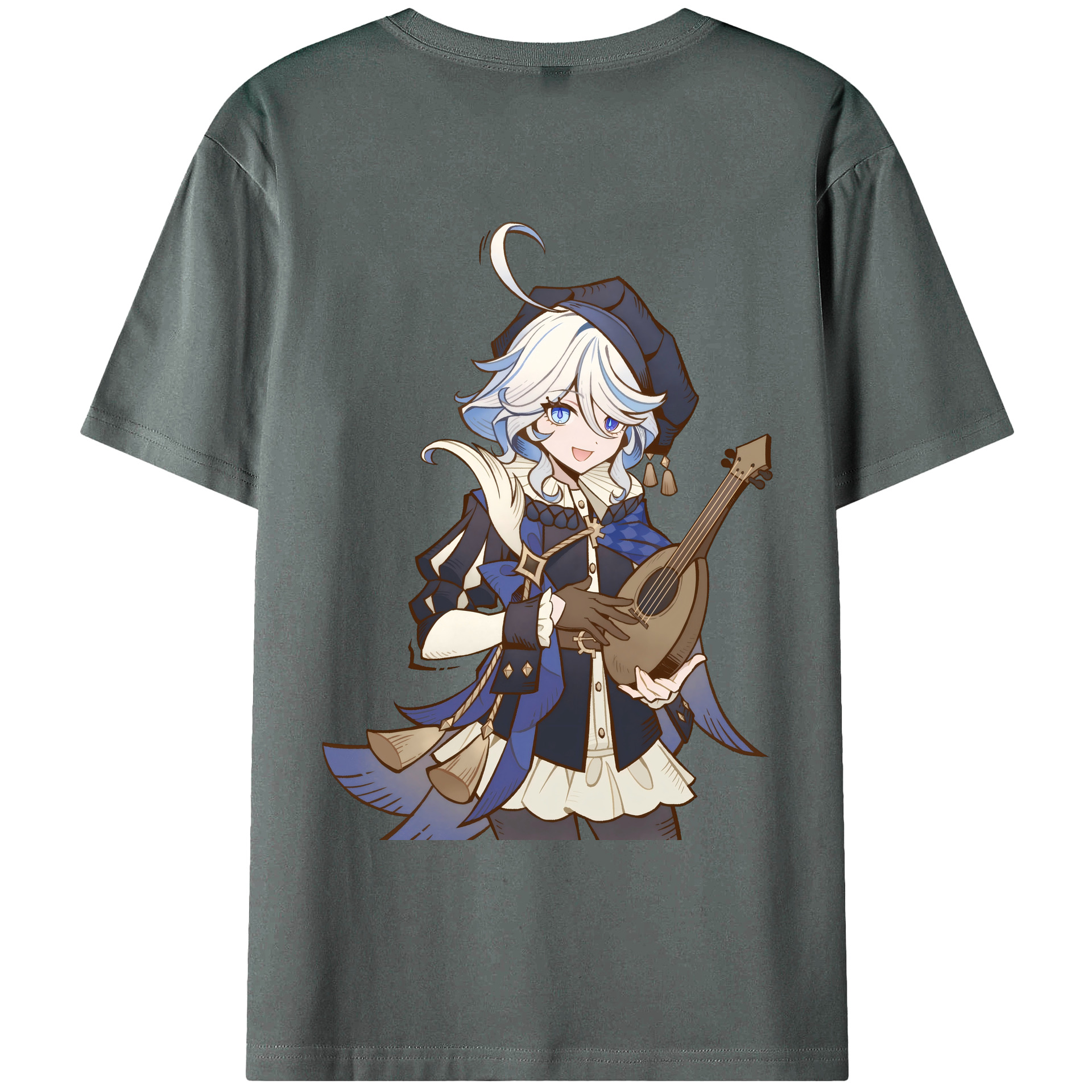 げんし神 フリーナ genshin Furina 綿100％ メンズ半袖Tシャツ（バックプリント） 通気性